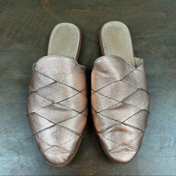 Seychelles Woven Mules Rose Gold Slip On Pink Metallic Slides Size 8 Boho - Picture 4 of 8